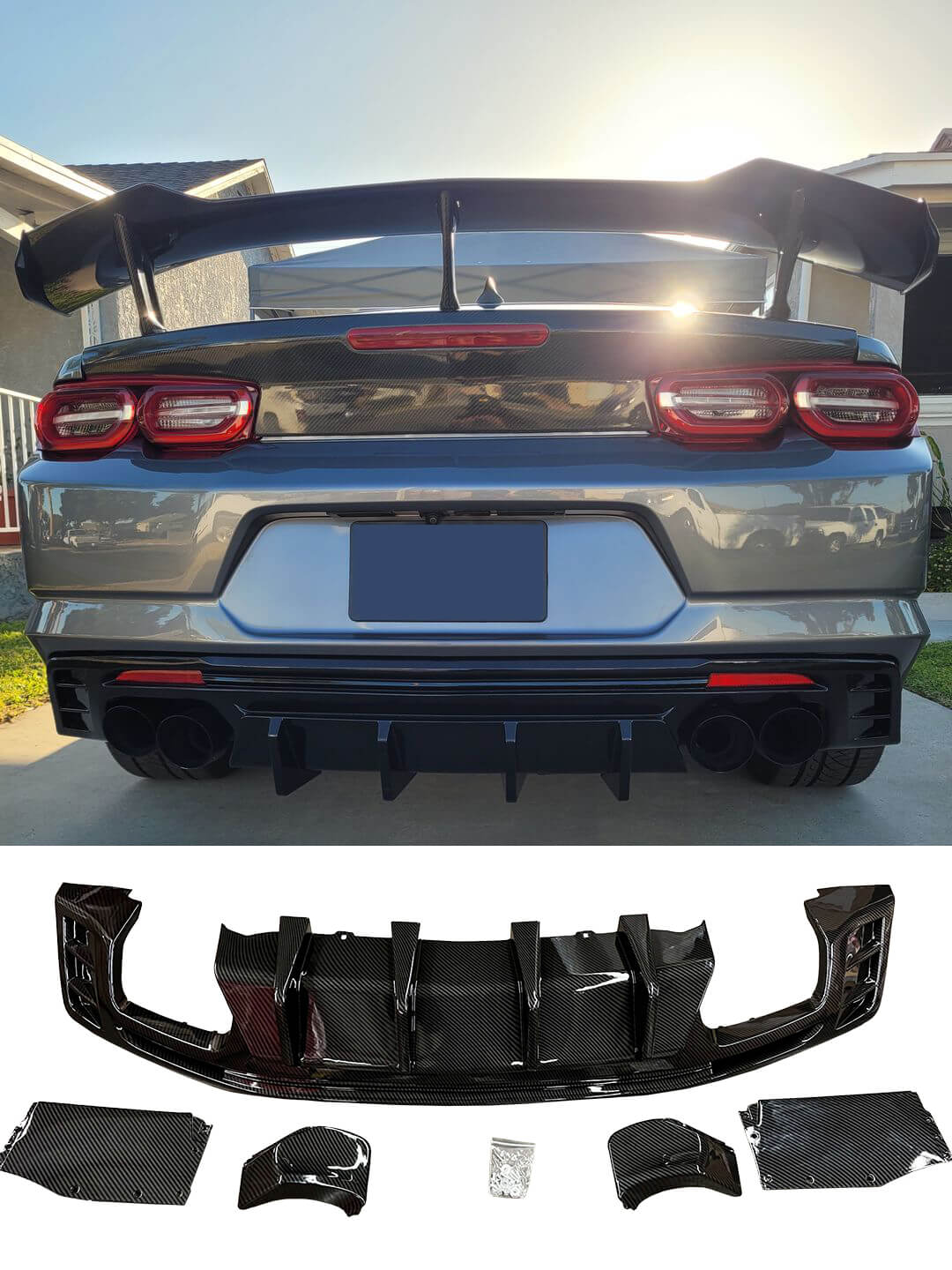 5Pcs Rear Diffuser Lip for 2016-2023 Chevrolet Camaro RS SS LS LT LT1 ...