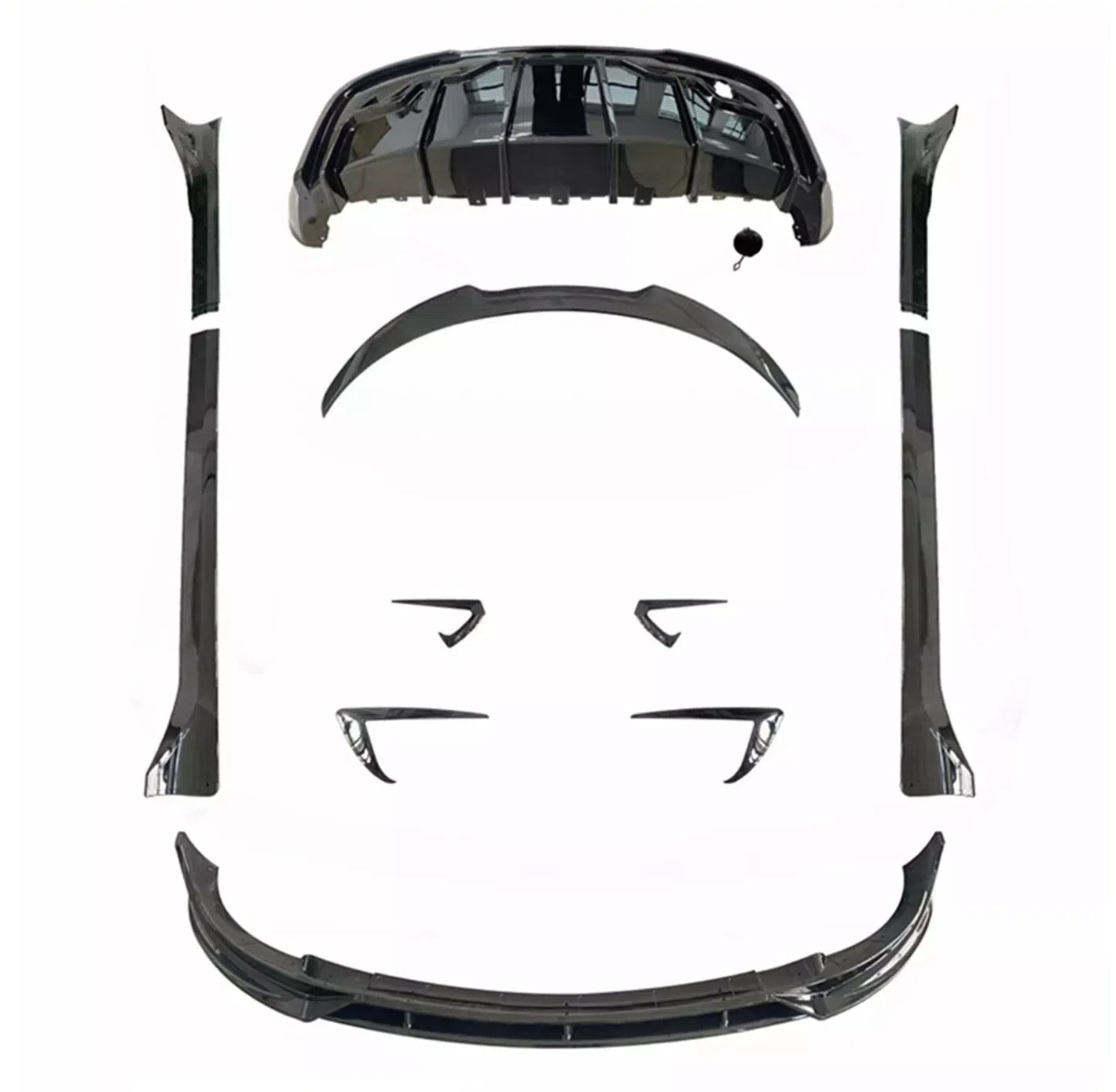 Full Body Kits for Tesla Model Y 2019-2024, 11PCS, Front Splitter Lip, Rear Diffuser, Side Skirts, Spoiler, Lamp Eyebrow Wind Knife Leaf Board Wind Knife